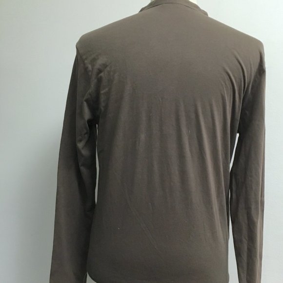 Festival de Cannes film festival henley brown long sleeve cotton t shirt  M - Picture 4 of 5
